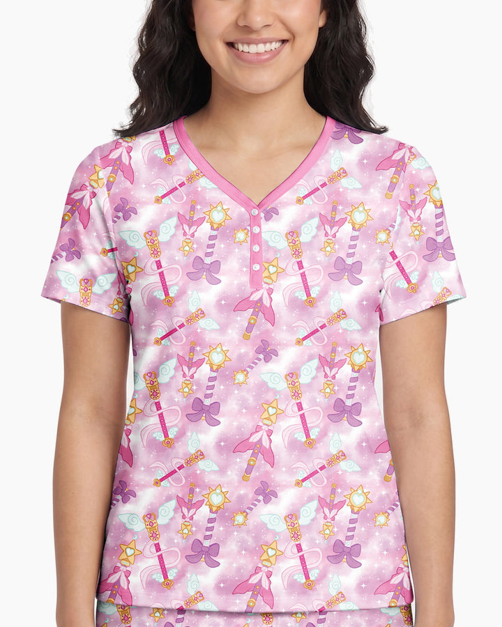 Kawaii Magical Girl Wand Bamboo Women Short Sleeve Short Pajama Set