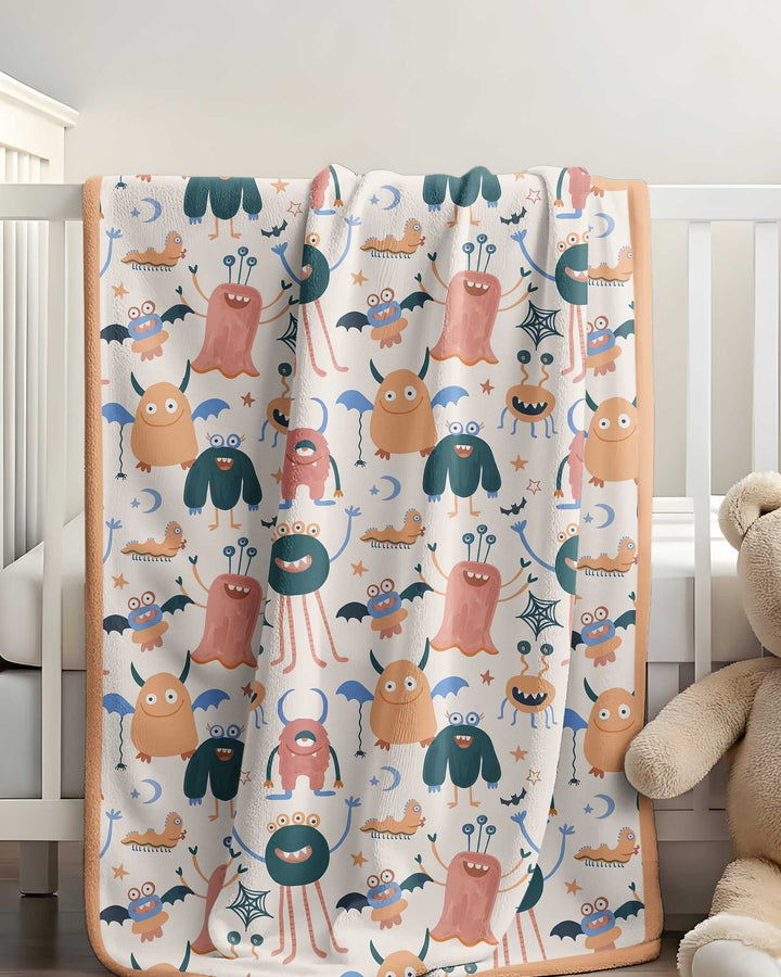 Monsters Fun Pastels Hand Painted Cute Bamboo Blanket