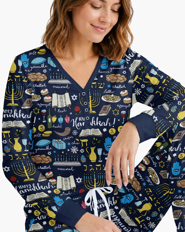 Happy Hanukkah 2026 Bamboo Women Pajama Set