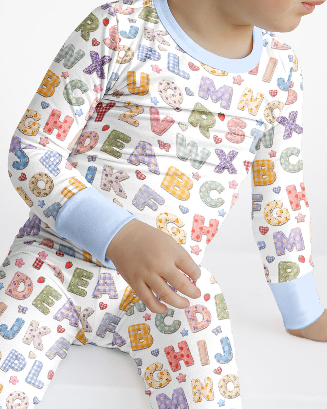 Fabric Alphabet Letters Bamboo Two Piece Long Sleeve Pajama Set
