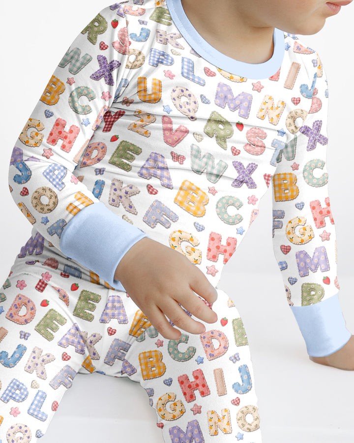 Fabric Alphabet Letters Bamboo Two Piece Long Sleeve Pajama Set