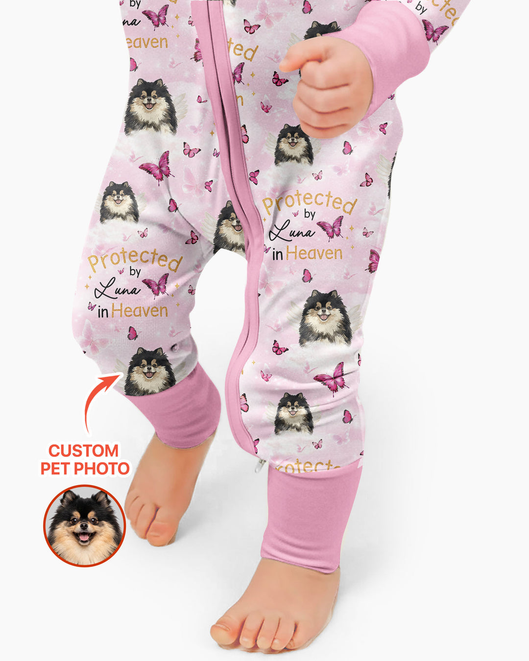 Custom Pet Photo Protected By Heaven Family Matching Bamboo Convertible Zippy