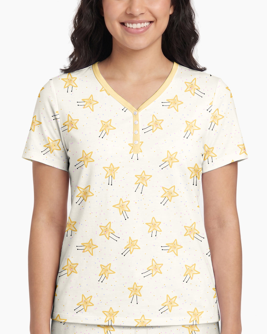 Happy Little Stars Family Matching Bamboo Women Short Sleeve Short Pajama Set