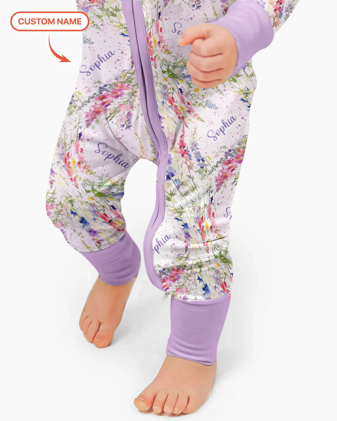 Custom Name Birth Month Flowers Bamboo Convertible Zippy