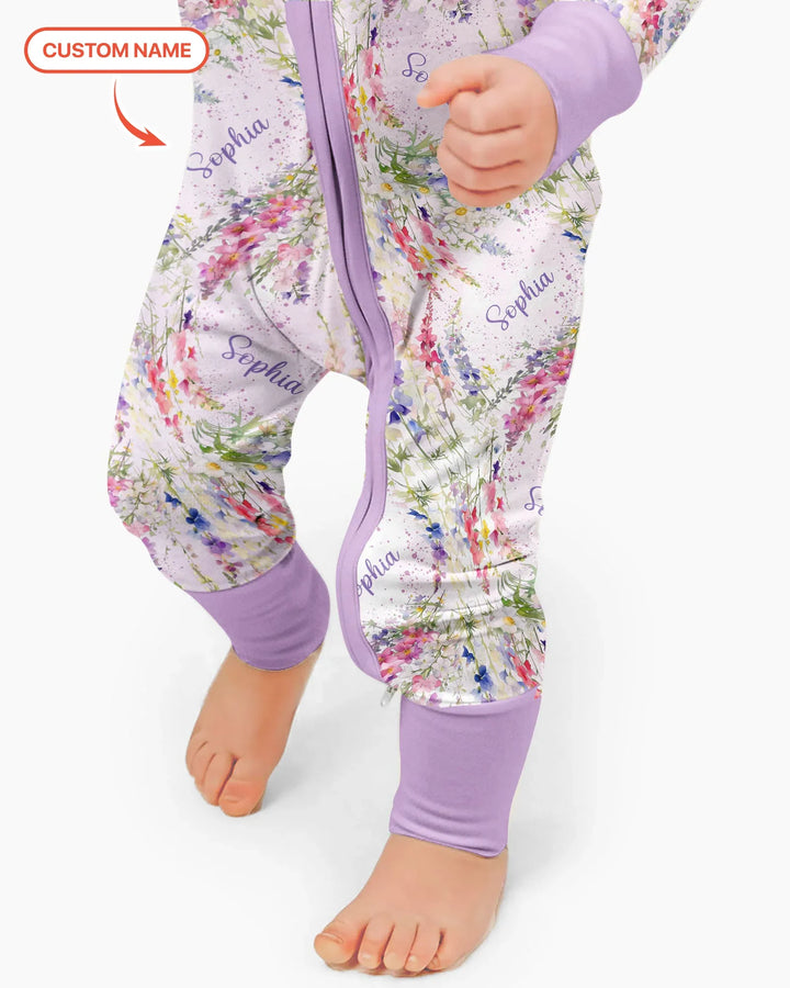 Custom Name Birth Month Flowers Bamboo Convertible Zippy