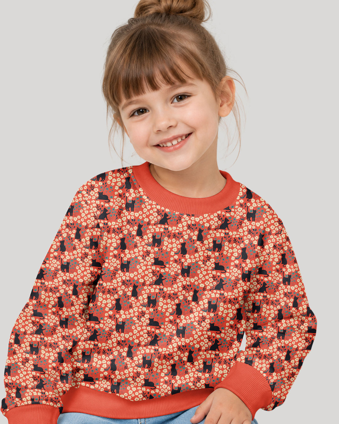 Black Cat Ditsy Bamboo Crewneck Sweatshirt
