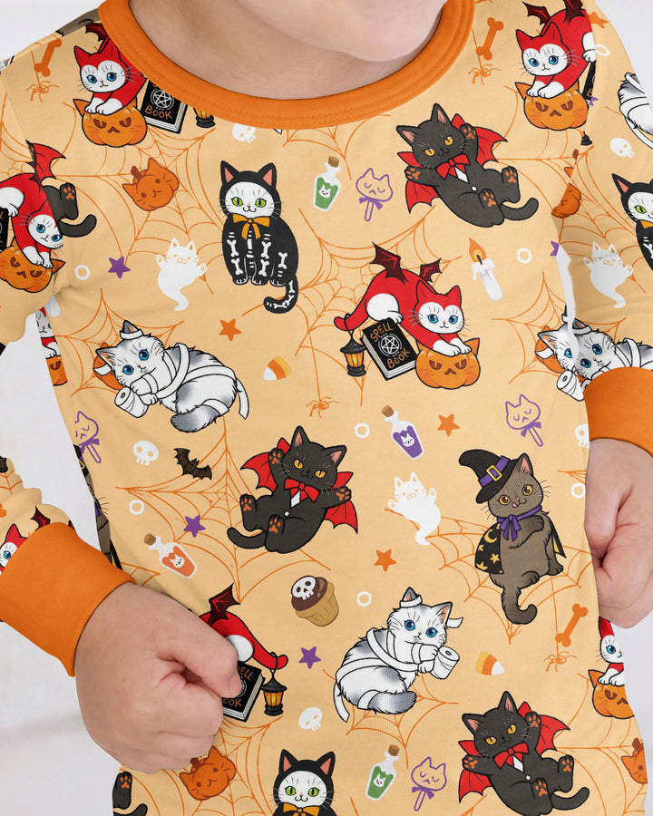 Spooky Kittie Bamboo Two Piece Long Sleeve Pajama Set