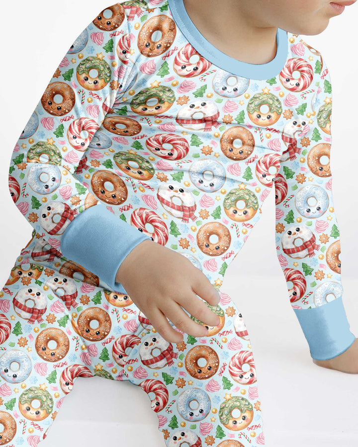 Kawaii Christmas Donuts Bamboo Two Piece Long Sleeve Pajama Set