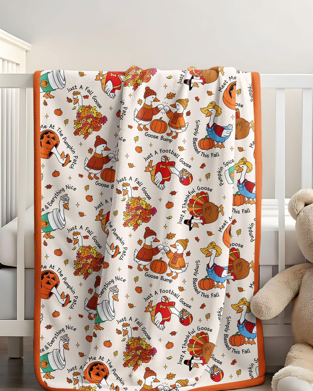 Just A Fall Goose Family Matching Bamboo Blanket