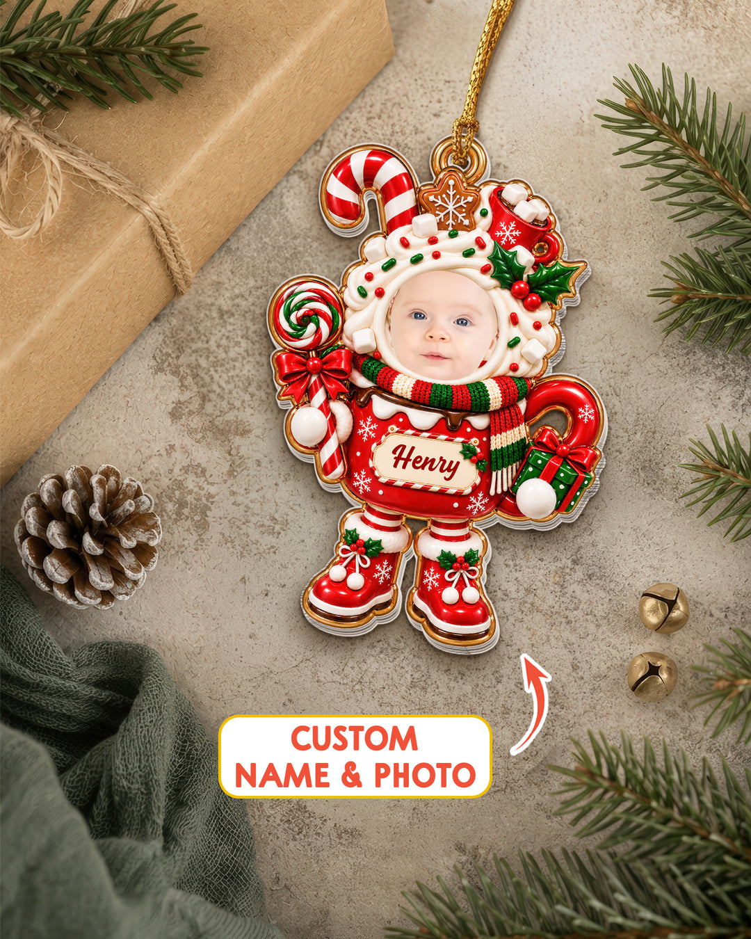 Candy Cane Cutie Acrylic Ornament