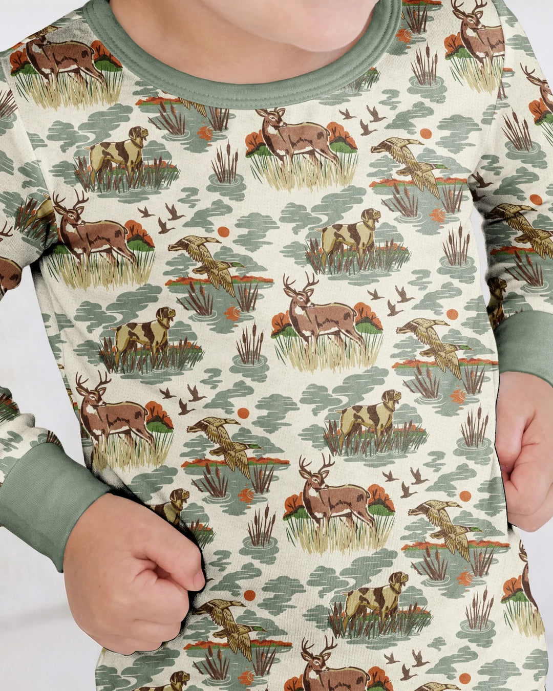 Vintage Hunting Season Daddy& Me Matching Bamboo Two Piece Long Sleeve Pajama Set