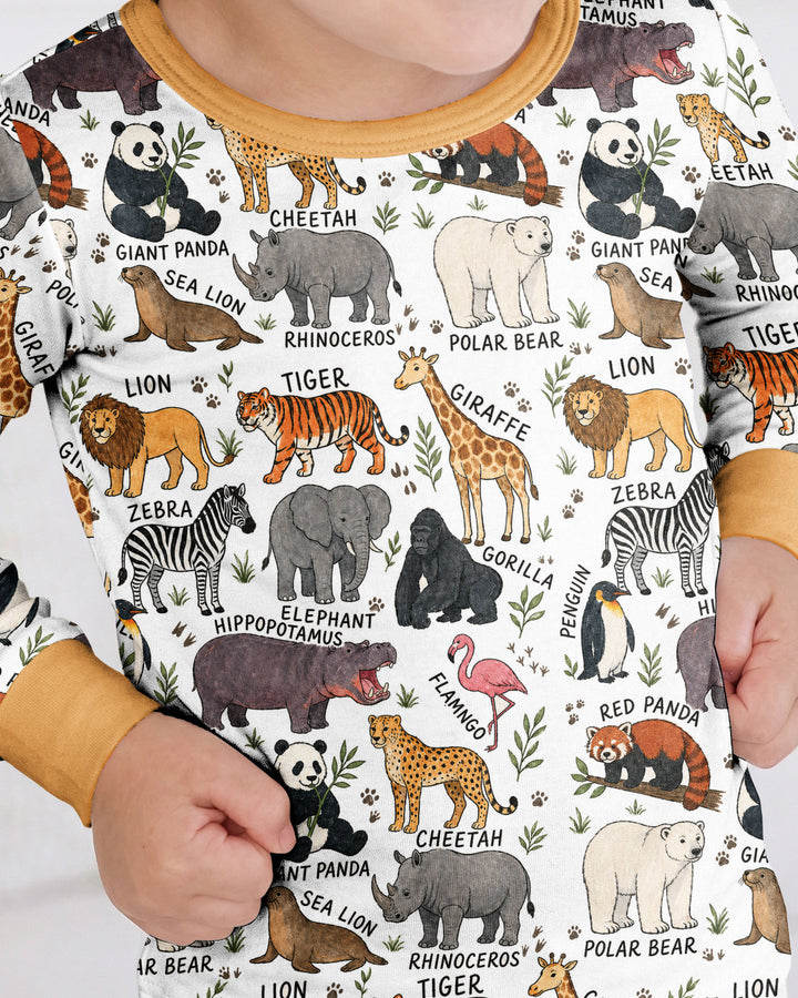 Zoo Animal Bamboo Two Piece Long Sleeve Pajama Set