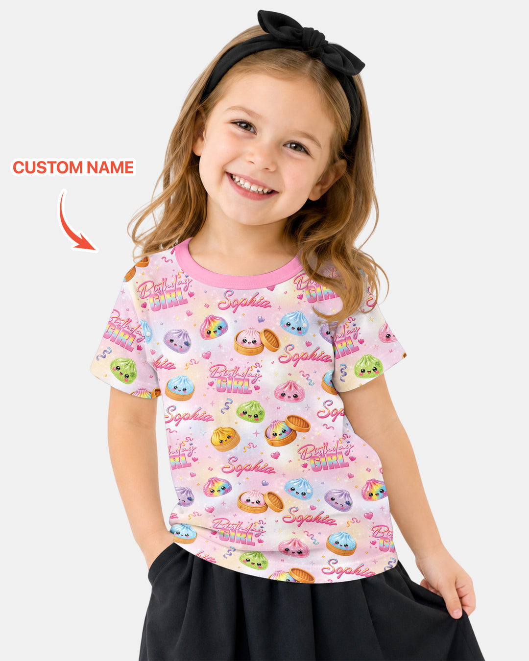 Birthday Girl Glitter Dumpling Bamboo Crewneck T-Shirt