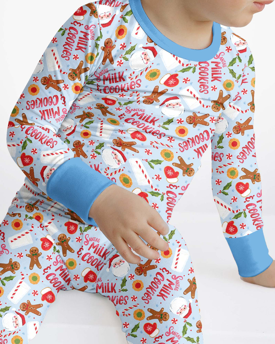Santas, Milk and Cookies Bamboo Two Piece Long Sleeve Pajama Set