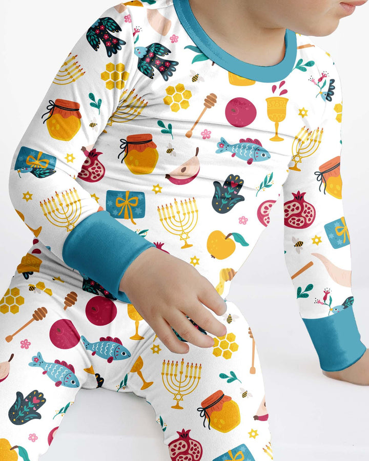 Shanah Tovah Party Bamboo Two Piece Long Sleeve Pajama Set