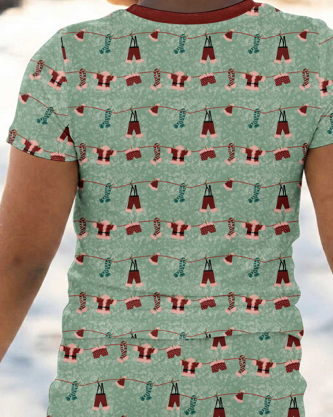 Santa In The Snow Bamboo Two Piece Short Sleeve Pajama Set