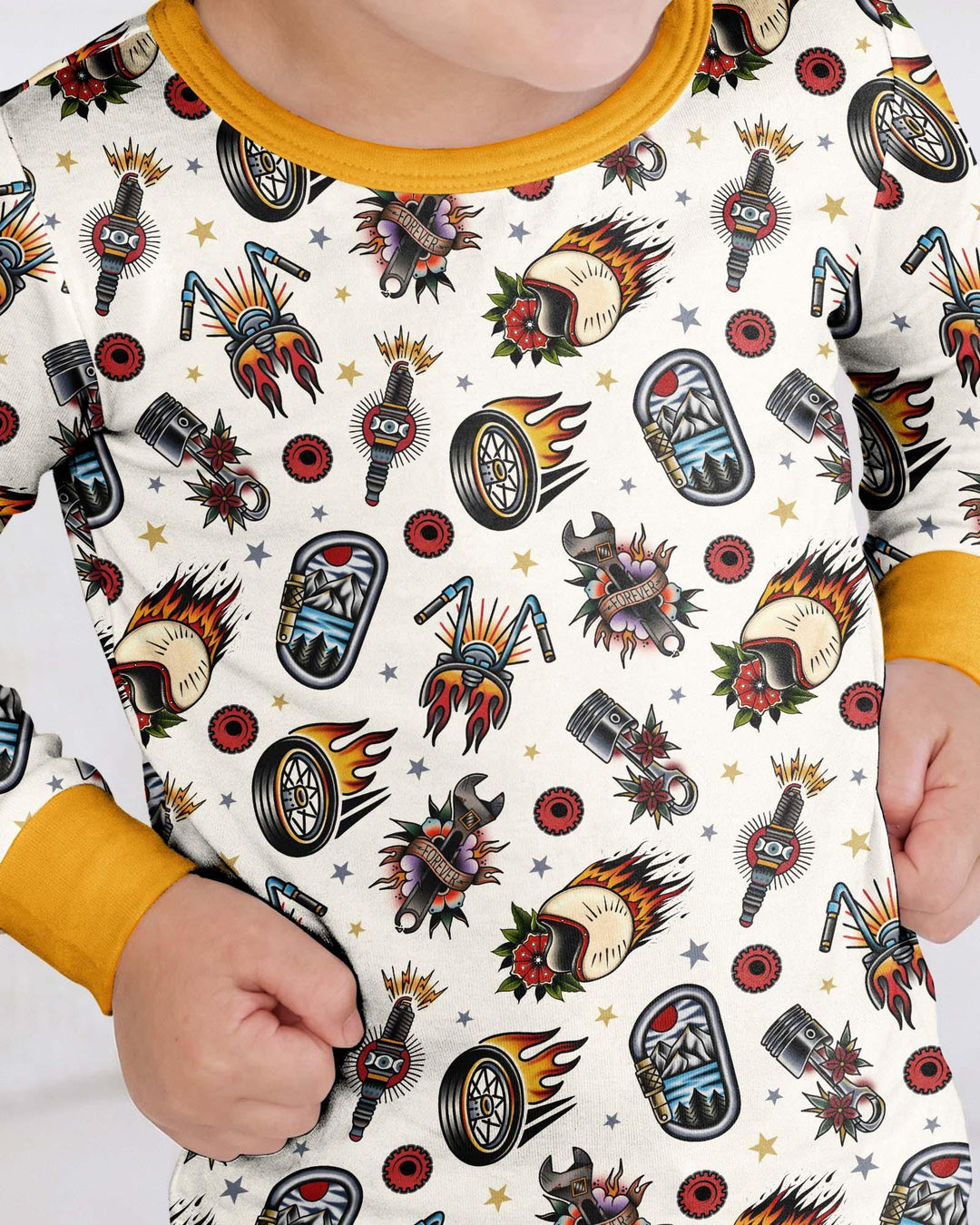 Born to Ride Together Family Matching Bamboo Two Piece Long Sleeve Pajama Set