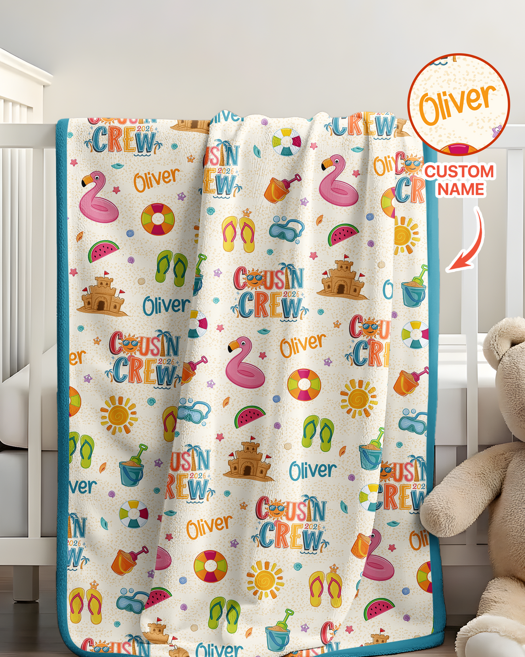 Custom Name Summer 2026 Cousin Crew Bamboo Blanket