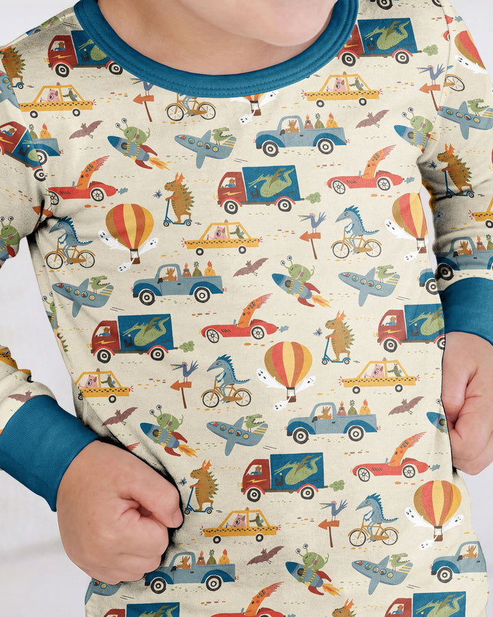 Monsters on the Move Bamboo Two Piece Long Sleeve Pajama Set