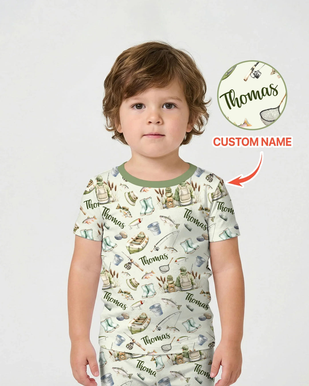 Custom Name Fishing Day Daddy & Me Matching Bamboo Two Piece Short Sleeve Shorts Pajama Set