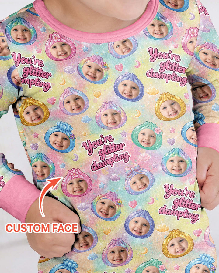Custom Photo You're Glitter Dumpling Bamboo Two Piece Long Sleeve Pajama Set