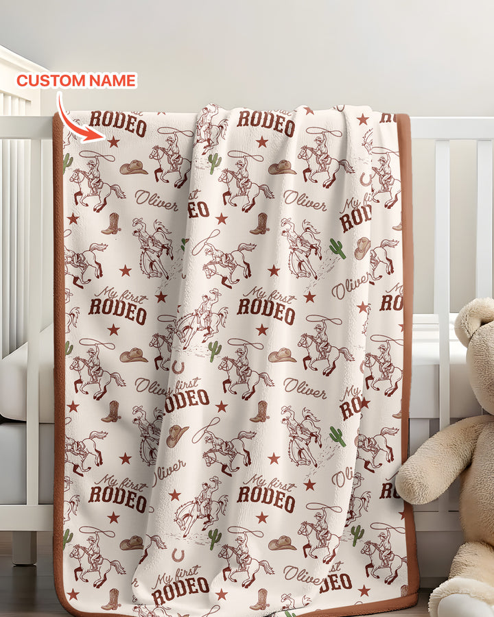Custom Name First Rodeo Family Matching Bamboo Blanket