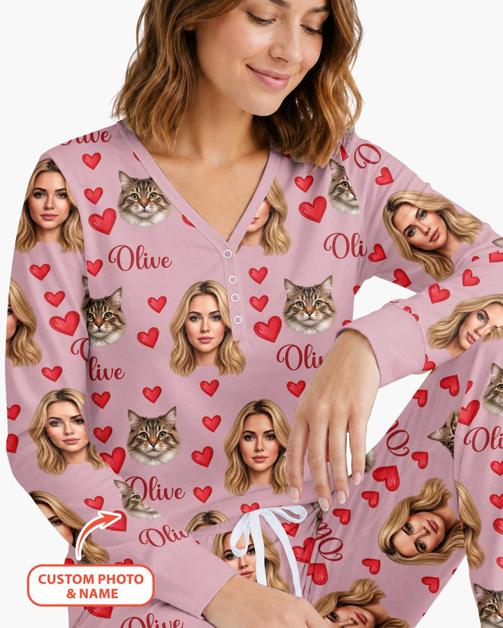 Custom Face Family Matching Bamboo Women Pajama Set