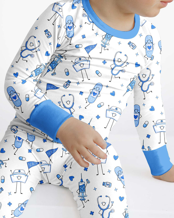 Cute Nurse Crew Bamboo Two Piece Long Sleeve Pajama Set