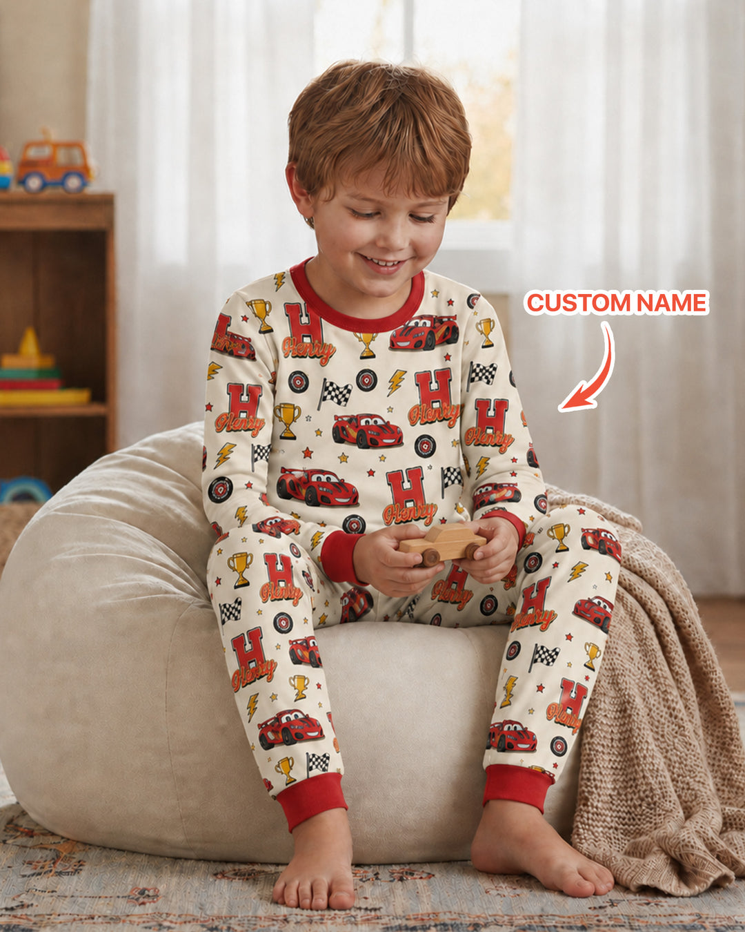 Funny Fast Car Bamboo Two Piece Long Sleeve Pajama Set