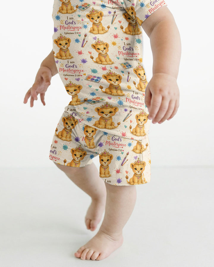 I Am God's Masterpiece Two Piece Short Sleeve Shorts Pajama Set