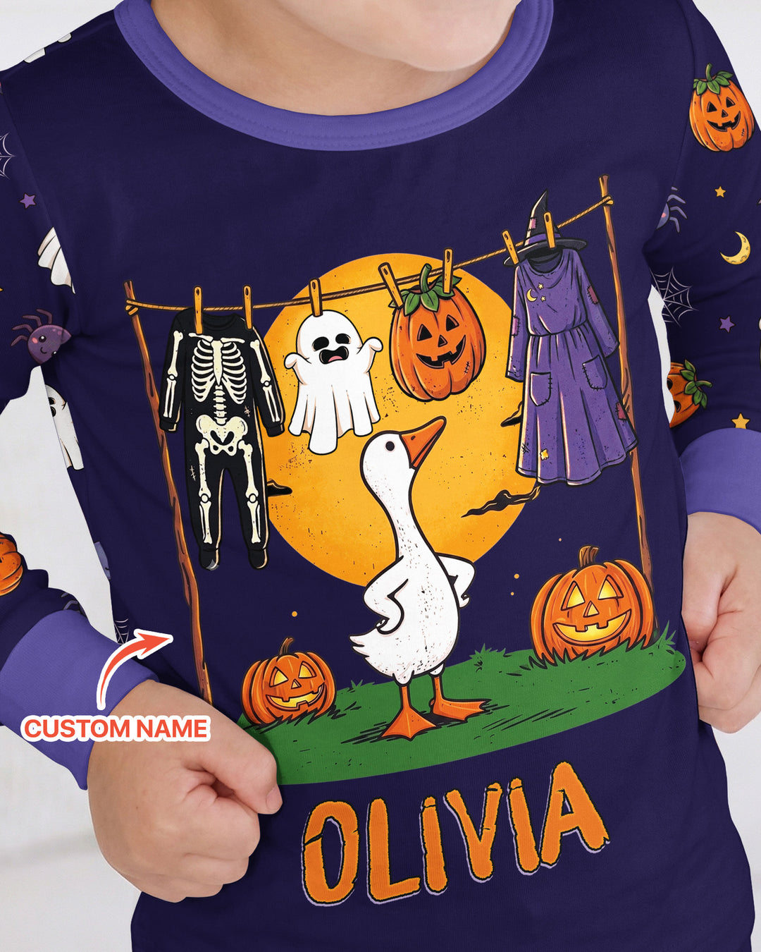 Custom Name Goose Halloween Costume Bamboo Two Piece Long Sleeve Pajama Set