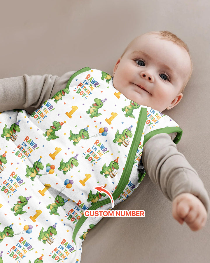 Personalized Dinosaur Birthday Boy Bamboo Sleep Bag