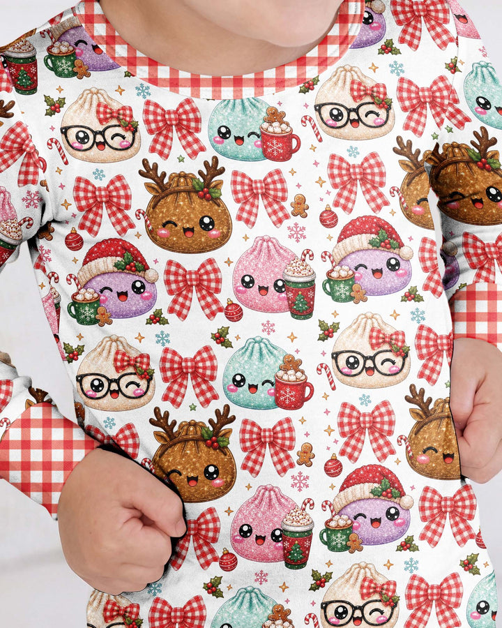 Merry Glitter Dumpling Bamboo Two Piece Long Sleeve Pajama Set