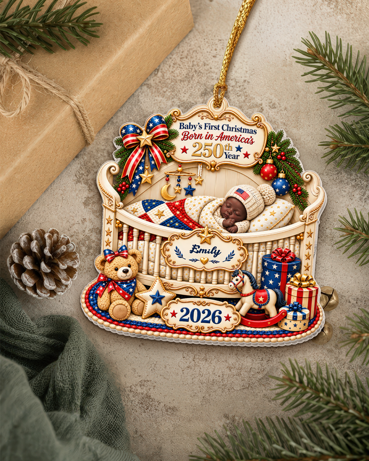 Baby's First Patriotic Christmas 2026 Personalized 1-Side Photo Acrylic Ornament