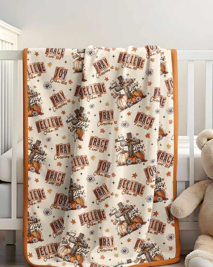 Floral Fall Give Thanks To The Lord Bamboo Blanket