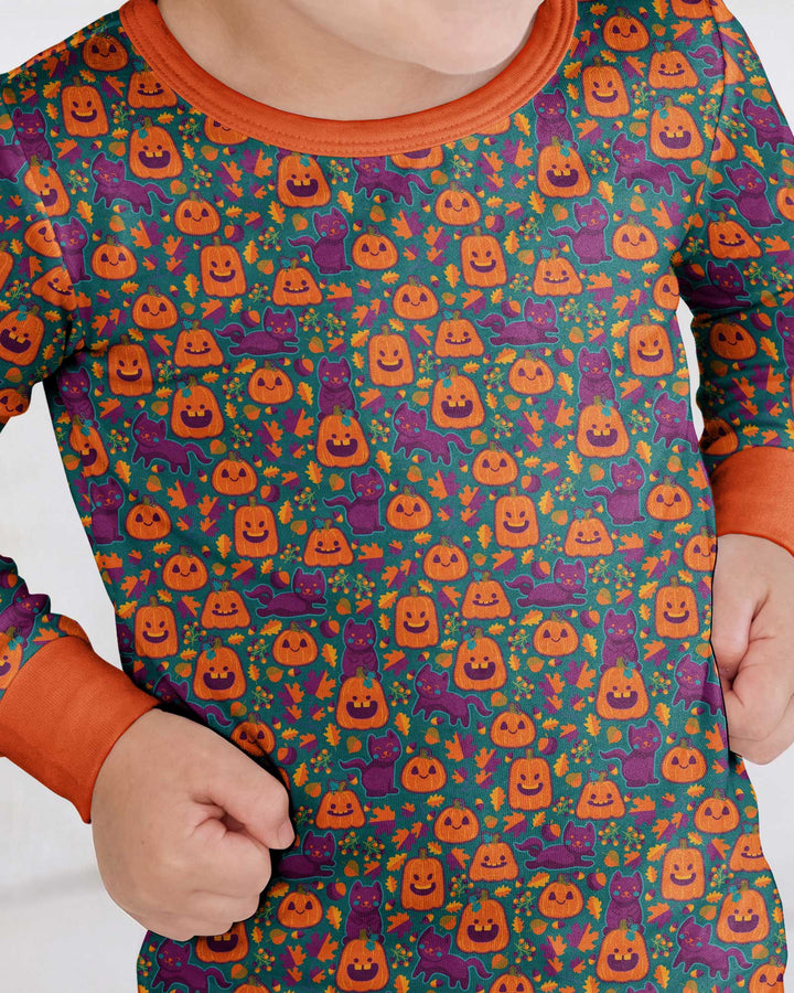 Cats and Pumpkins Bamboo Two Piece Long Sleeve Pajama Set