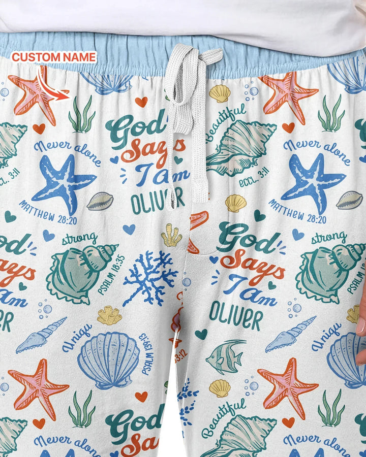 Coastal God Says I Am Custom Name Bamboo Men's Pajama Set