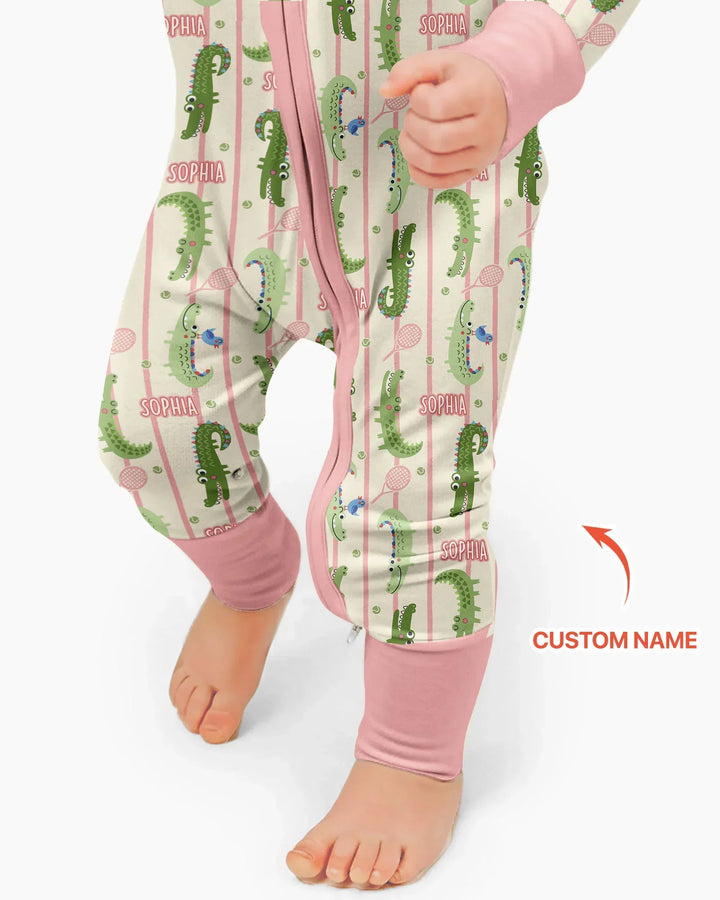 Custom Name Tennis Crocodiles Bamboo Convertible Zippy
