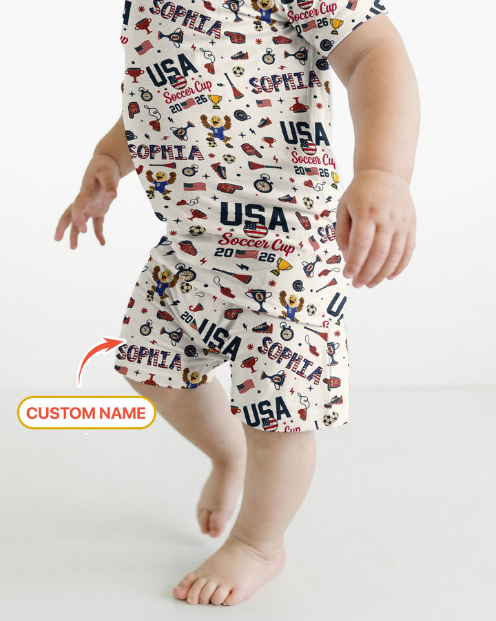 My First Soccer Cup 2026 Bamboo Two Piece Short Sleeve Shorts Pajama Set
