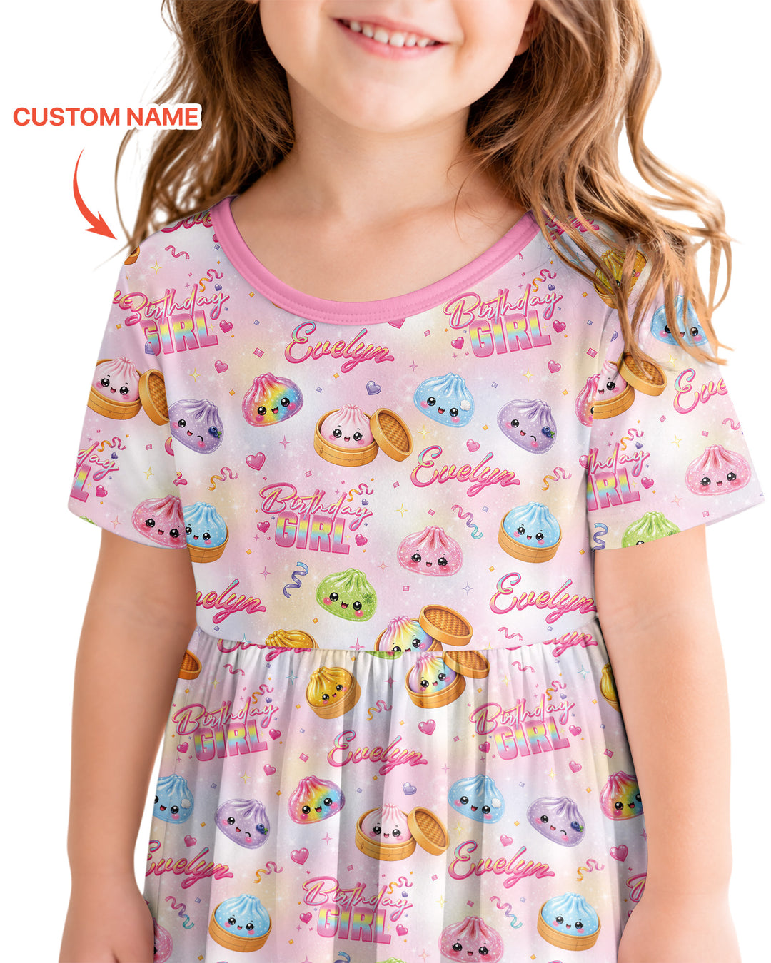 Birthday Girl Glitter Dumpling Bamboo Twirl Dress