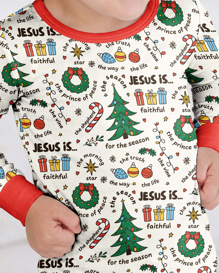 Christmas Jesus Is... Bamboo Two Piece Long Sleeve Pajama Set