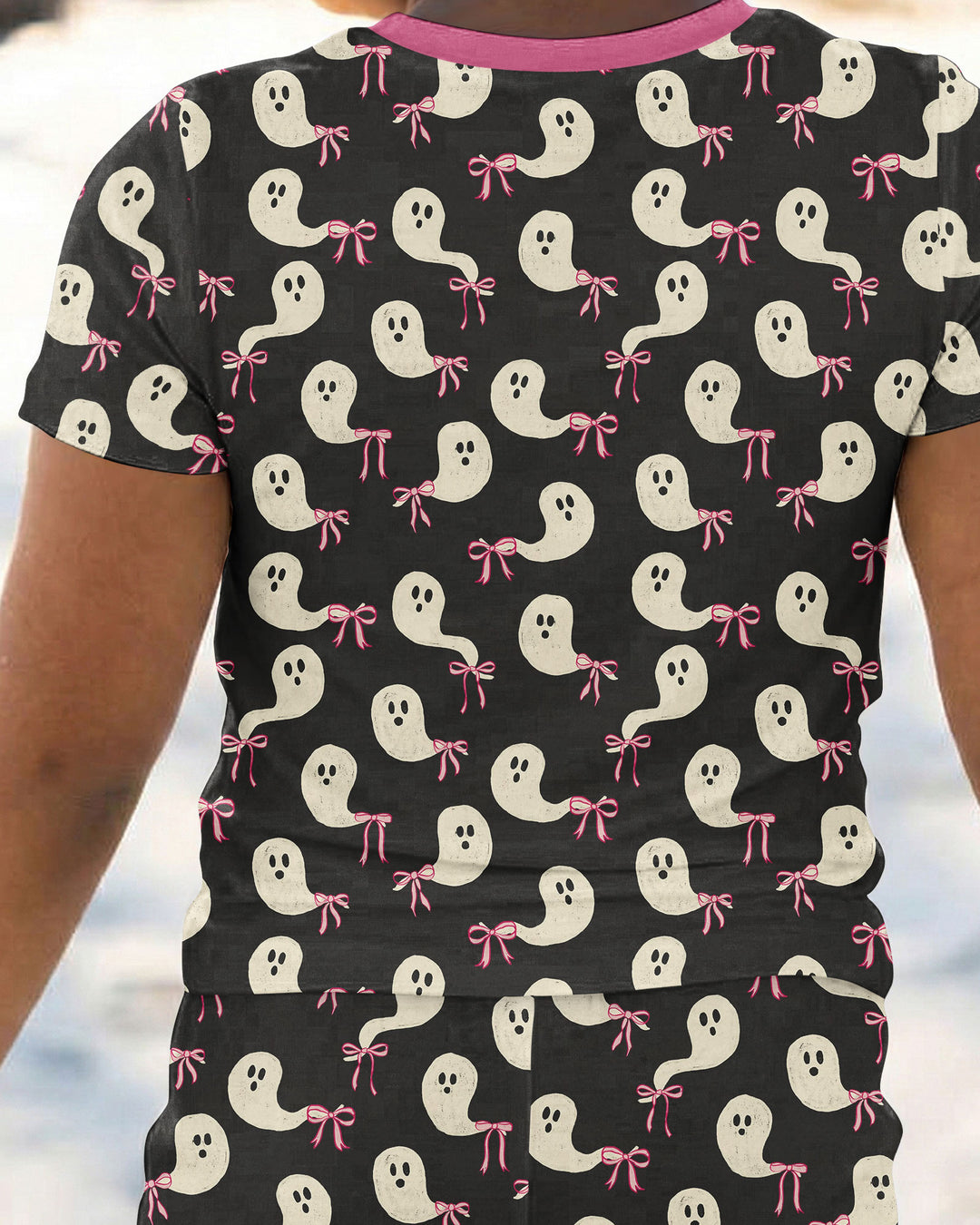 Little Ghosts Bamboo Two Piece Short Sleeve Pyjamas Set For Haloween