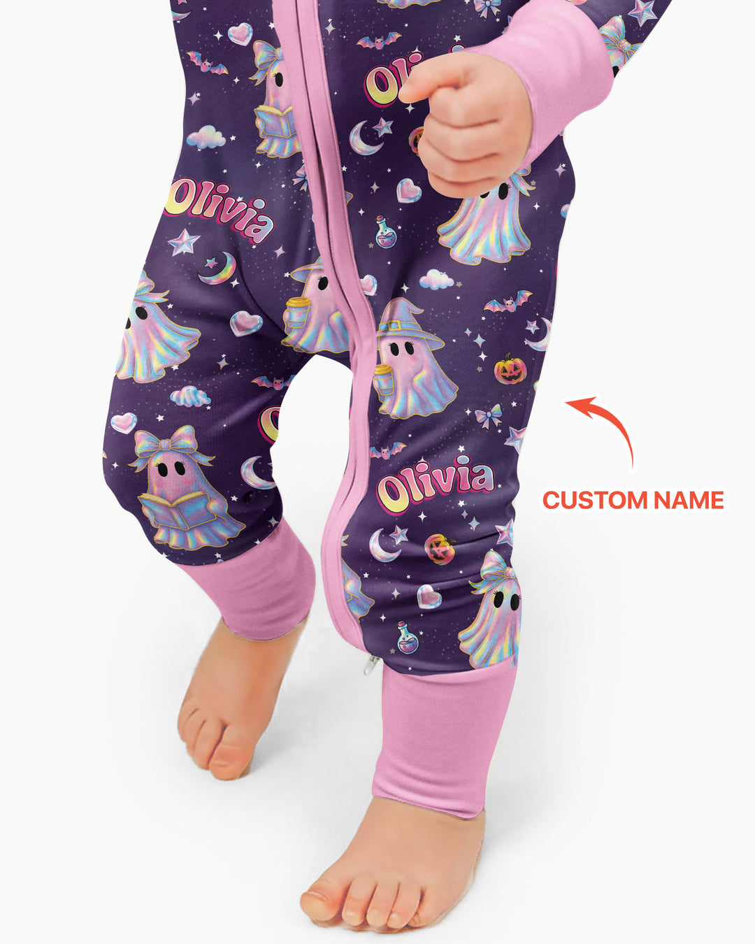 Holographic Cute Ghost Bamboo Convertible Zippy