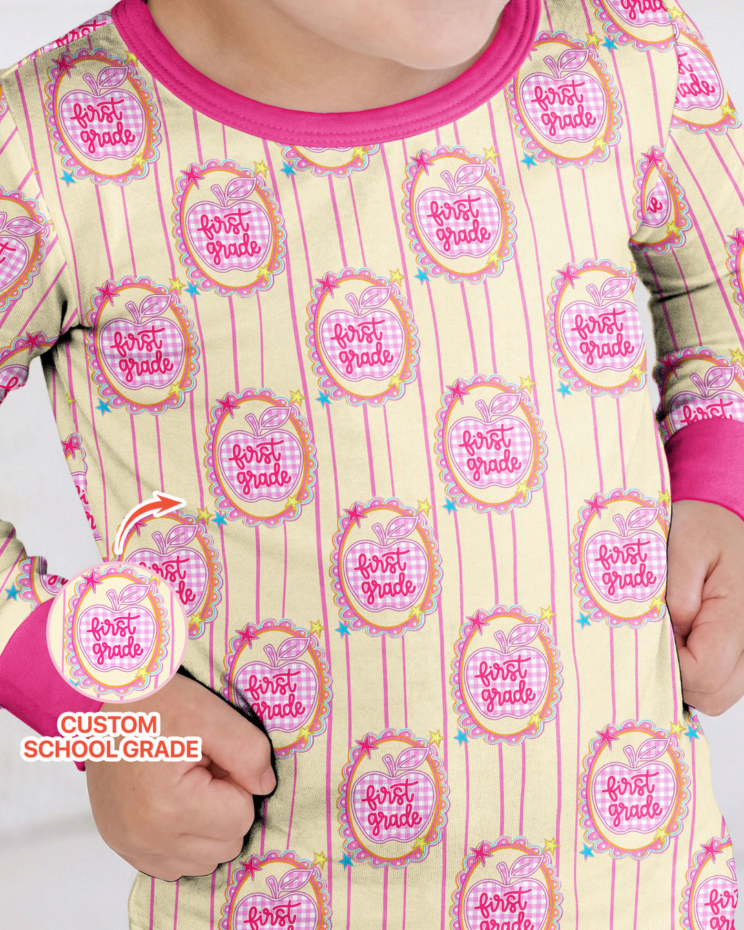 Custom Grade School Sweetie Bamboo Two Piece Long Sleeve Pajama Set