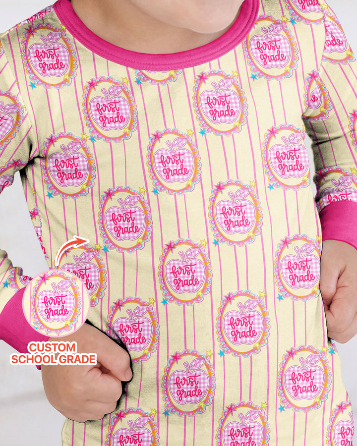 Custom Grade School Sweetie Bamboo Two Piece Long Sleeve Pajama Set