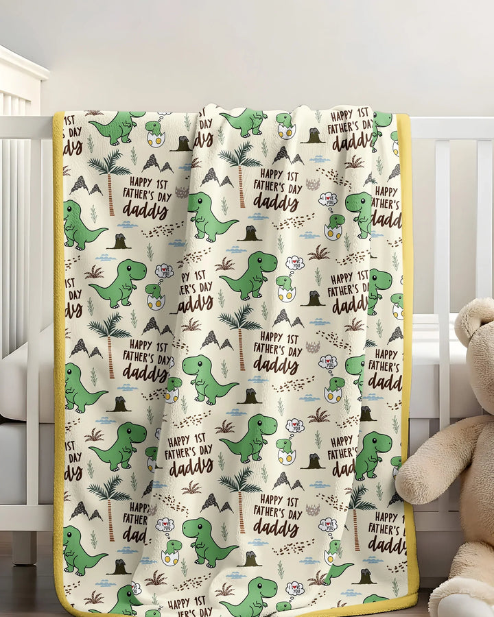 First Father's Day Daddysaurus Bamboo Blanket