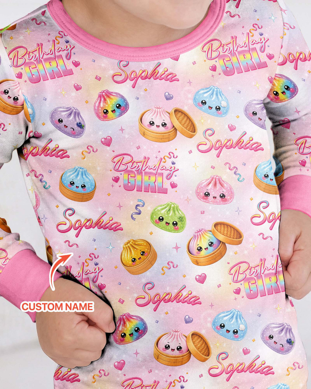 Birthday Girl Glitter Dumpling Bamboo Two Piece Long Sleeve Pajama Set