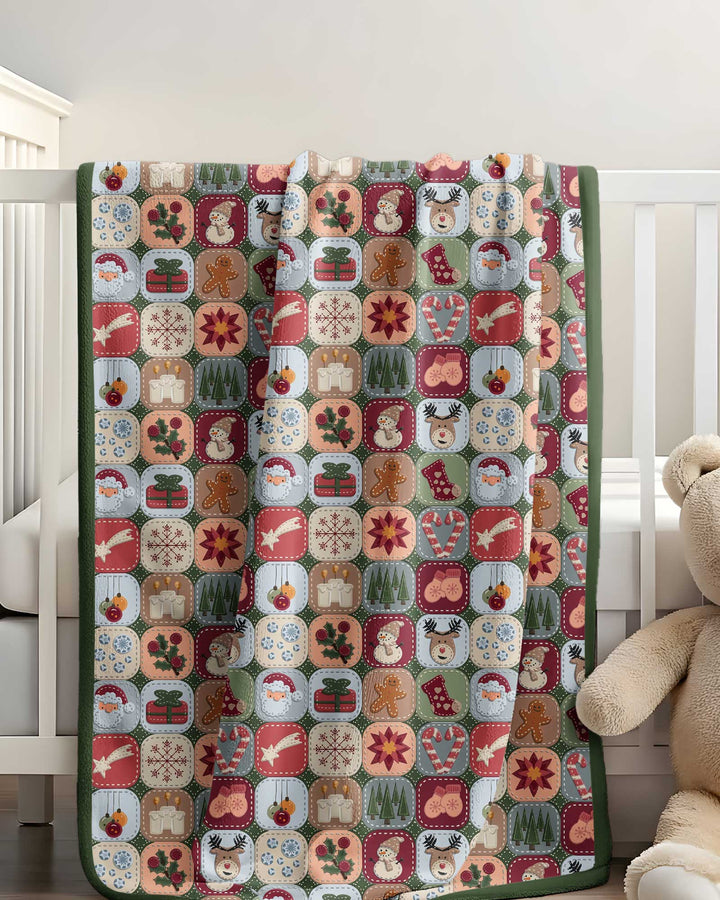 Christmas Felt Patchwork Bamboo Blanket