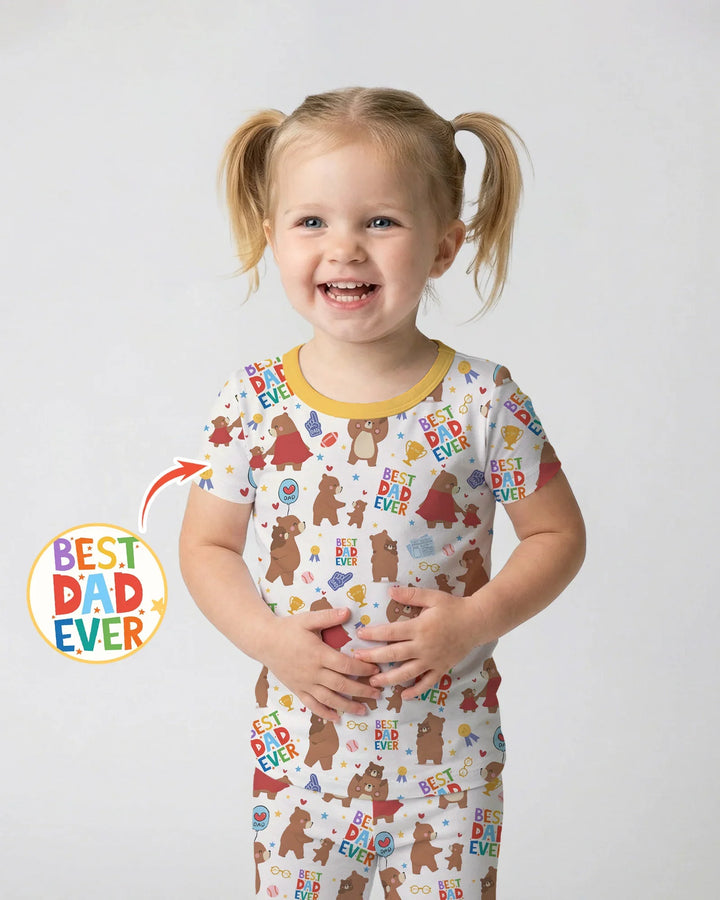 Best Daddy Bear Ever Family Matching Bamboo Two Piece Short Sleeve Pajama Set