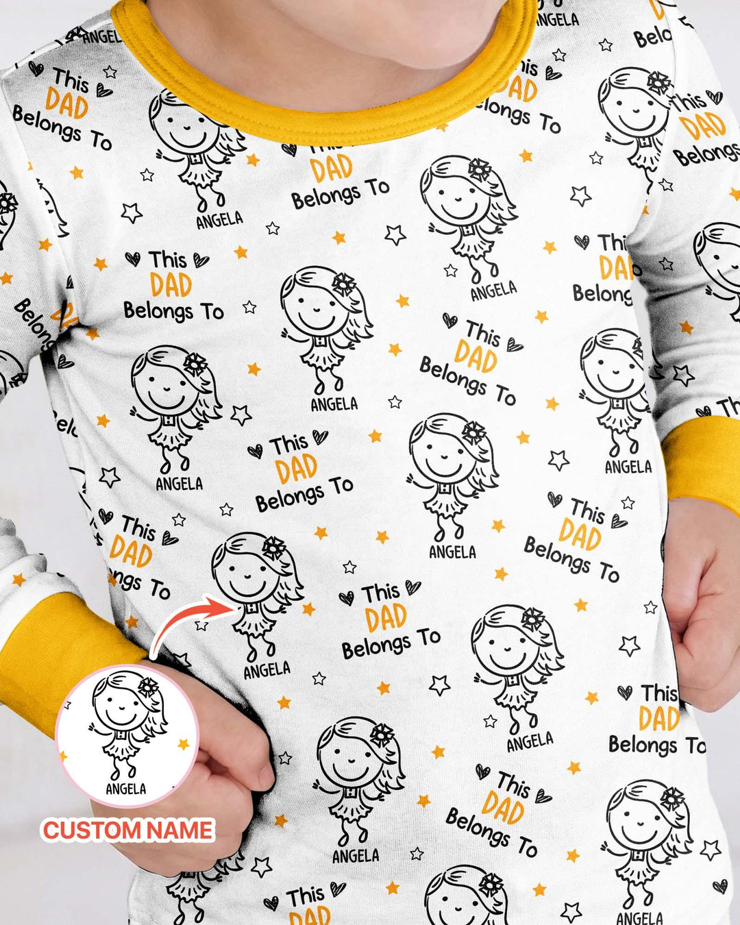 Custom Name This Dad Belongs To Doodle Bamboo Two Piece Long Sleeve Pajama Set